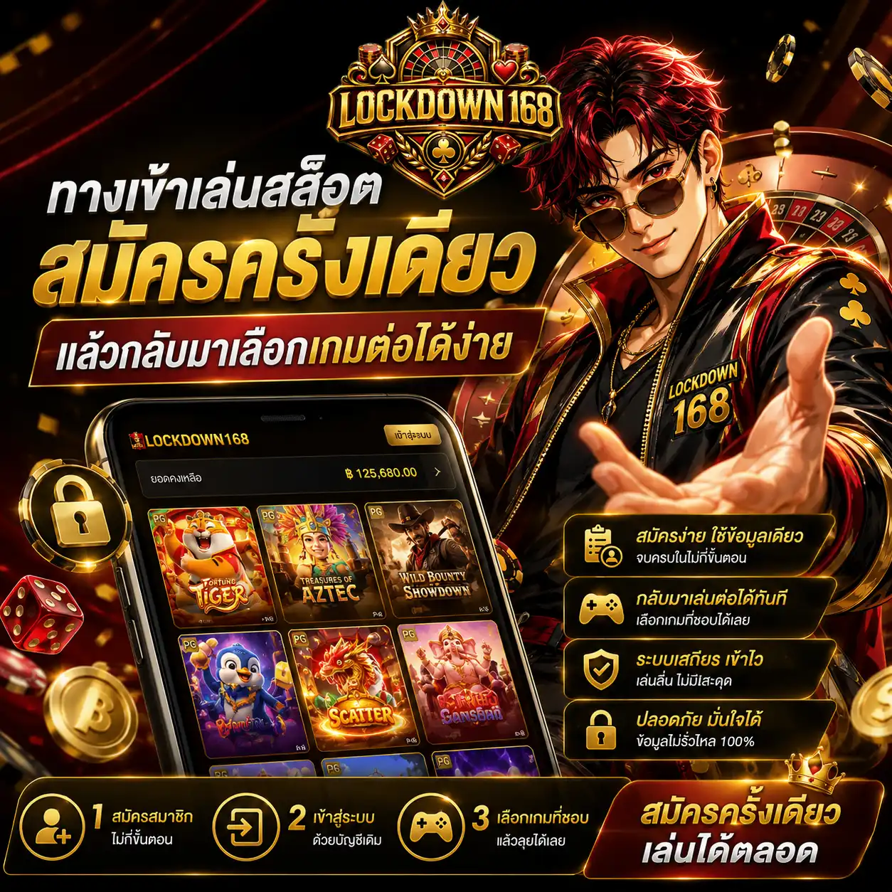 lockdown168 ทางเข้าเล่นสล็อต สมัครครั้งเดียวแล้วกลับมาเลือกเกมต่อได้ง่าย